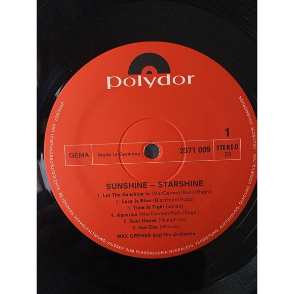 Sunshine Starshine Max Greger Polydor 2371 009 German Import NM Shrink - Picture 5 of 7